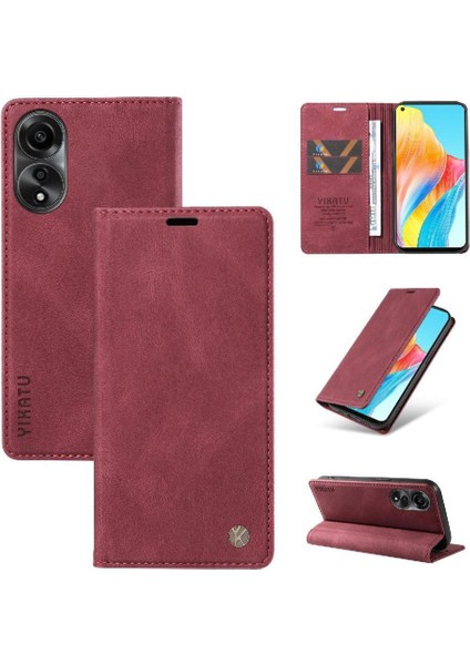 Oppo A78 4g Premium Pu Deri Basit Cüzdan Kılıf Kart Yuvaları Destek Ayağı Manyetik Kapatma Darbeye Dayanıklı Kapak (Yurt Dışından)