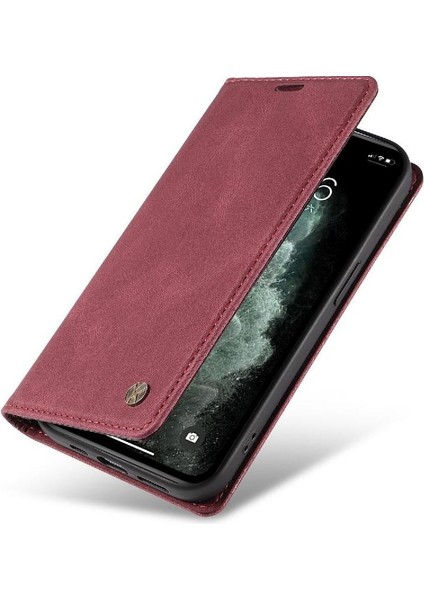 iPhone 11 Pro Max Premium Pu Deri Basit Cüzdan Kılıf Kart Yuvaları Destek Ayağı Manyetik Kapatma Darbeye Dayanıklı Kapak (Yurt Dışından)