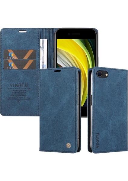 iPhone 7/8 Premium Pu Deri Basit Cüzdan Kılıf Kart Yuvaları Destek Ayağı Manyetik Kapatma Darbeye Dayanıklı Kapak (Yurt Dışından)