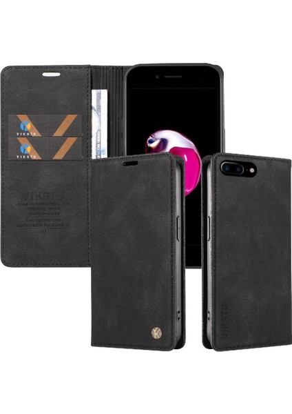 iPhone 6s Plus Premium Pu Deri Basit Cüzdan Kılıf Kart Yuvaları Destek Ayağı Manyetik Kapatma Darbeye Dayanıklı Kapak (Yurt Dışından)