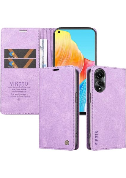 Oppo A78 4g Premium Pu Deri Basit Cüzdan Kılıf Kart Yuvaları Destek Ayağı Manyetik Kapatma Darbeye Dayanıklı Kapak (Yurt Dışından)