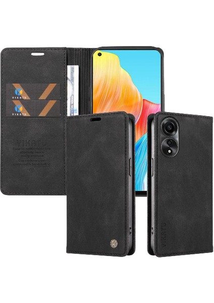 Oppo A78 4g Premium Pu Deri Basit Cüzdan Kılıf Kart Yuvaları Destek Ayağı Manyetik Kapatma Darbeye Dayanıklı Kapak (Yurt Dışından) indirimleri