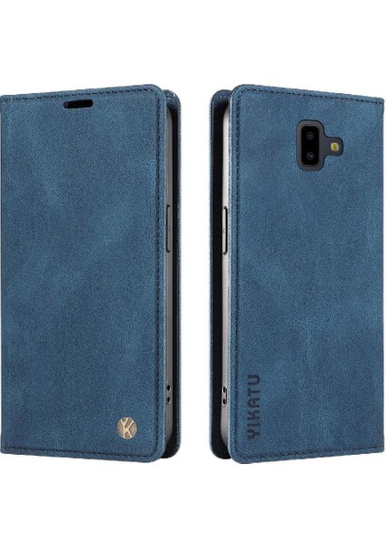 Samsung Galaxy J6 Prime Premium Pu Deri Basit Cüzdan Kılıf Kart Yuvaları Destek Ayağı Manyetik Kapatma Darbeye Dayanıklı Kapak (Yurt Dışından)