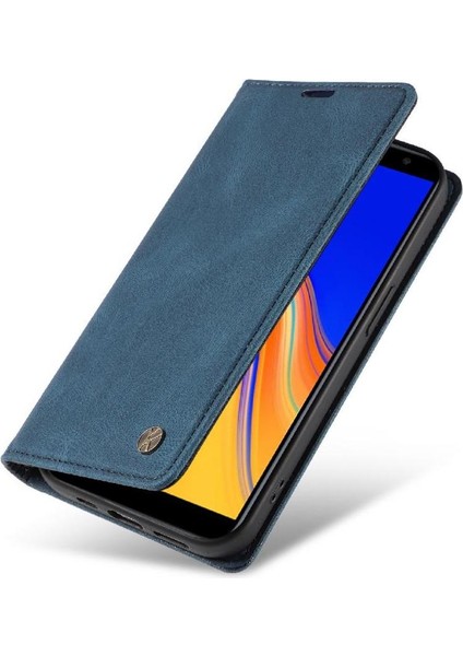 Samsung Galaxy J6 Prime Premium Pu Deri Basit Cüzdan Kılıf Kart Yuvaları Destek Ayağı Manyetik Kapatma Darbeye Dayanıklı Kapak (Yurt Dışından)