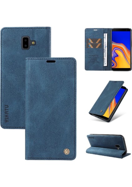 Samsung Galaxy J6 Prime Premium Pu Deri Basit Cüzdan Kılıf Kart Yuvaları Destek Ayağı Manyetik Kapatma Darbeye Dayanıklı Kapak (Yurt Dışından)