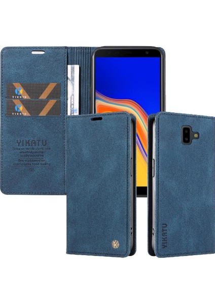Samsung Galaxy J6 Prime Premium Pu Deri Basit Cüzdan Kılıf Kart Yuvaları Destek Ayağı Manyetik Kapatma Darbeye Dayanıklı Kapak (Yurt Dışından)