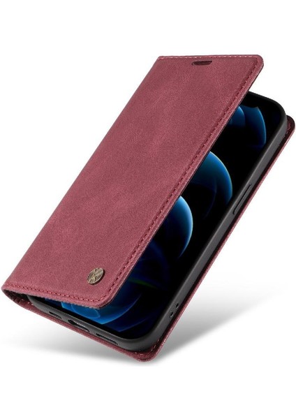 iPhone 13 Pro Max Premium Pu Deri Basit Cüzdan Kılıf Kart Yuvaları Destek Ayağı Manyetik Kapatma Darbeye Dayanıklı Kapak (Yurt Dışından)