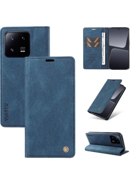 Xiaomi 13 Pro Premium Pu Deri Basit Cüzdan Kılıf Kart Yuvaları Destek Ayağı Manyetik Kapatma Darbeye Dayanıklı Kapak (Yurt Dışından)