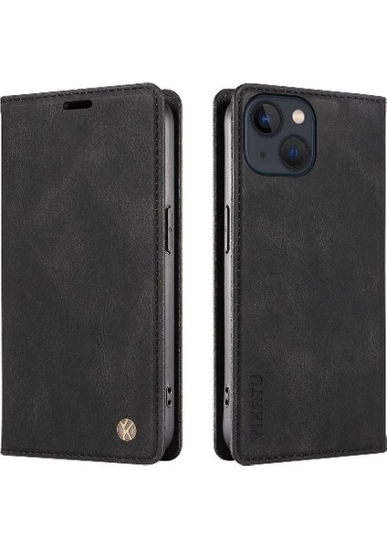 iPhone 13 Premium Pu Deri Basit Cüzdan Kılıf Kart Yuvaları Destek Ayağı Manyetik Kapatma Darbeye Dayanıklı Kapak (Yurt Dışından)