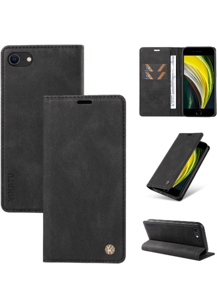 iPhone 6s Premium Pu Deri Basit Cüzdan Kılıf Kart Yuvaları Destek Ayağı Manyetik Kapatma Darbeye Dayanıklı Kapak (Yurt Dışından)