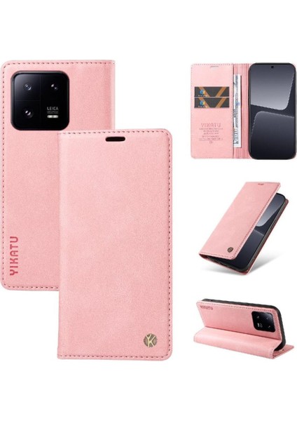 Xiaomi 13 Pro Premium Pu Deri Basit Cüzdan Kılıf Kart Yuvaları Destek Ayağı Manyetik Kapatma Darbeye Dayanıklı Kapak (Yurt Dışından)
