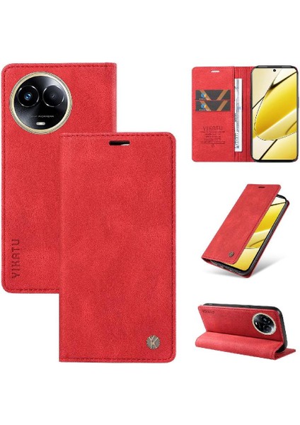Realme 11X 5g Premium Pu Deri Basit Cüzdan Kılıf Kart Yuvaları Destek Ayağı Manyetik Kapatma Darbeye Dayanıklı Kapak (Yurt Dışından) indirimleri