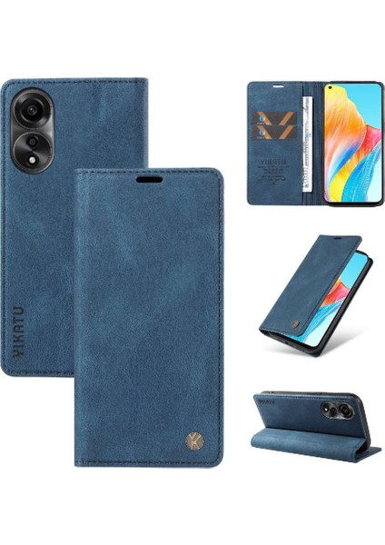 Oppo A78 4g Premium Pu Deri Basit Cüzdan Kılıf Kart Yuvaları Destek Ayağı Manyetik Kapatma Darbeye Dayanıklı Kapak (Yurt Dışından)