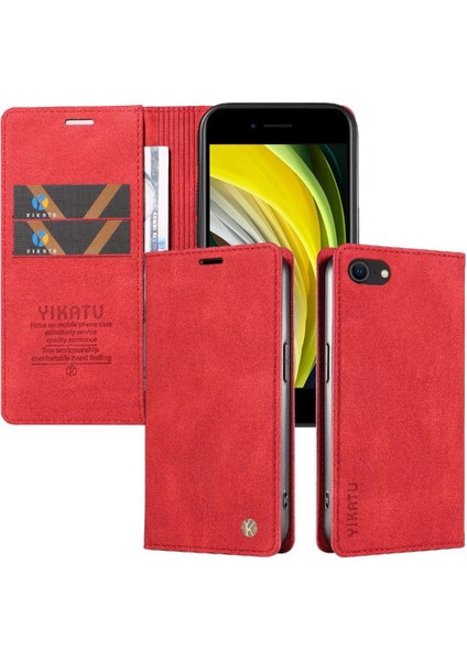 iPhone 6s Premium Pu Deri Basit Cüzdan Kılıf Kart Yuvaları Destek Ayağı Manyetik Kapatma Darbeye Dayanıklı Kapak (Yurt Dışından)