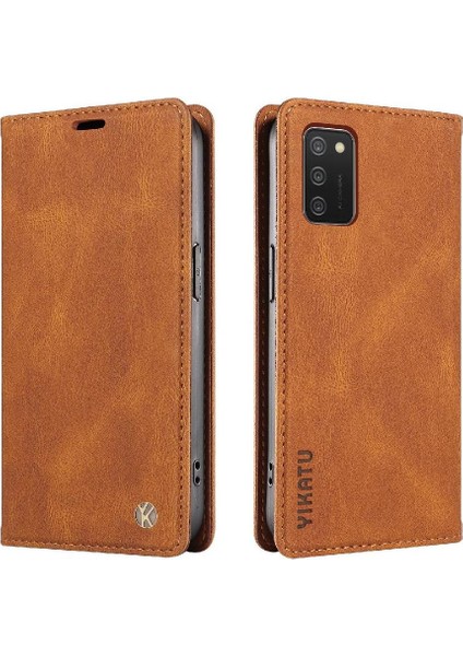 Samsung Galaxy A02S Premium Pu Deri Basit Cüzdan Kılıf Kart Yuvaları Destek Ayağı Manyetik Kapatma Darbeye Dayanıklı Kapak (Yurt Dışından)