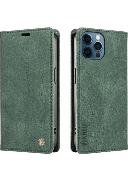 iPhone 13 Pro Max Premium Pu Deri Basit Cüzdan Kılıf Kart Yuvaları Destek Ayağı Manyetik Kapatma Darbeye Dayanıklı Kapak (Yurt Dışından)