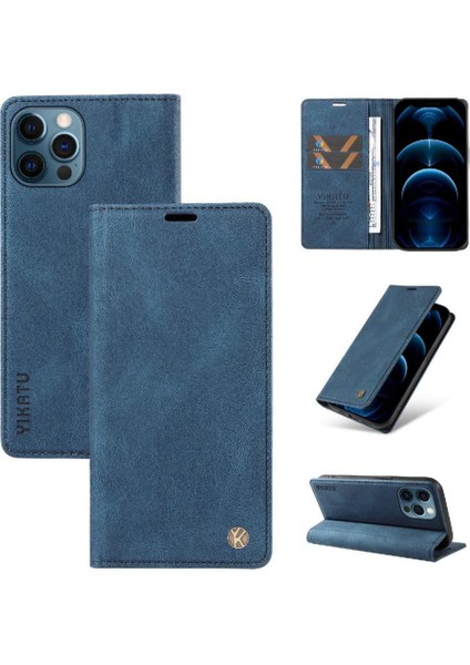 iPhone 13 Pro Max Premium Pu Deri Basit Cüzdan Kılıf Kart Yuvaları Destek Ayağı Manyetik Kapatma Darbeye Dayanıklı Kapak (Yurt Dışından)