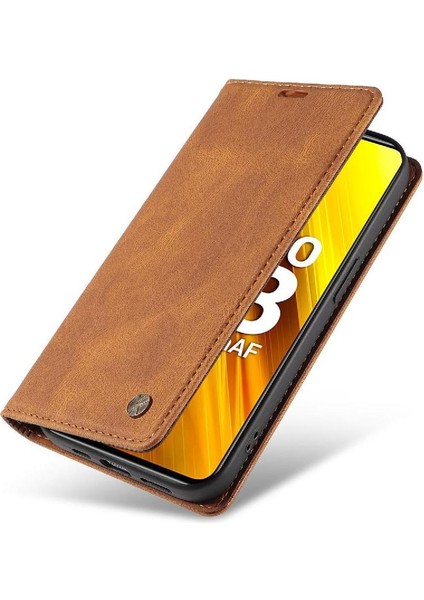 Xiaomi Poco X3 Premium Pu Deri Basit Cüzdan Kılıf Kart Yuvaları Destek Ayağı Manyetik Kapatma Darbeye Dayanıklı Kapak (Yurt Dışından)