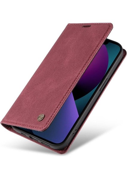 iPhone 13 Premium Pu Deri Basit Cüzdan Kılıf Kart Yuvaları Destek Ayağı Manyetik Kapatma Darbeye Dayanıklı Kapak (Yurt Dışından) fırsatları