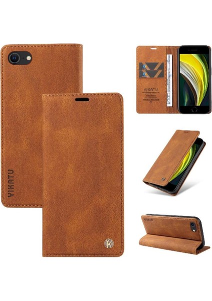 iPhone Se3/se2 Premium Pu Deri Basit Cüzdan Kılıf Kart Yuvaları Destek Ayağı Manyetik Kapatma Darbeye Dayanıklı Kapak (Yurt Dışından)