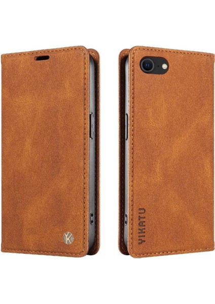 iPhone Se3/se2 Premium Pu Deri Basit Cüzdan Kılıf Kart Yuvaları Destek Ayağı Manyetik Kapatma Darbeye Dayanıklı Kapak (Yurt Dışından)
