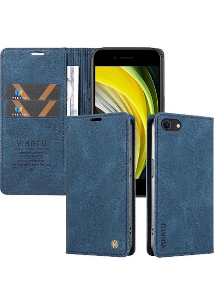 iPhone Se3/se2 Premium Pu Deri Basit Cüzdan Kılıf Kart Yuvaları Destek Ayağı Manyetik Kapatma Darbeye Dayanıklı Kapak (Yurt Dışından)