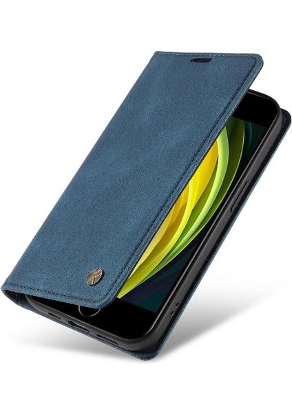 iPhone Se3/se2 Premium Pu Deri Basit Cüzdan Kılıf Kart Yuvaları Destek Ayağı Manyetik Kapatma Darbeye Dayanıklı Kapak (Yurt Dışından)