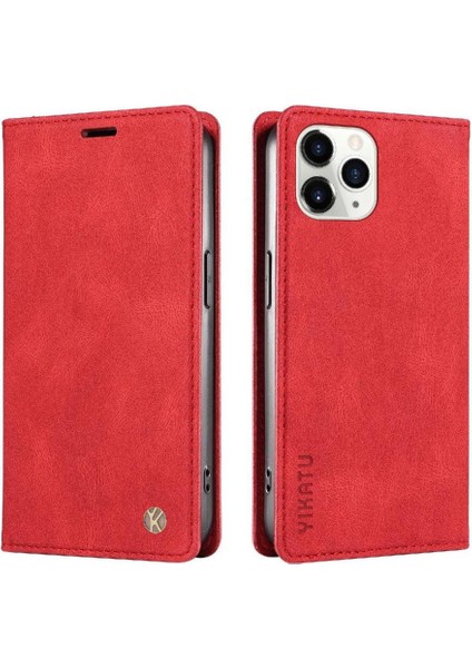 iPhone 11 Pro Max Premium Pu Deri Basit Cüzdan Kılıf Kart Yuvaları Destek Ayağı Manyetik Kapatma Darbeye Dayanıklı Kapak (Yurt Dışından)