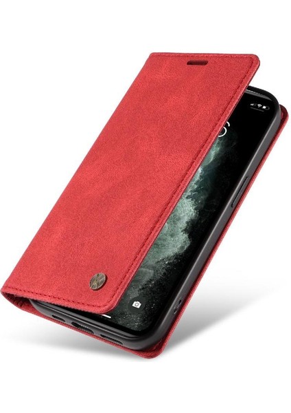 iPhone 11 Pro Max Premium Pu Deri Basit Cüzdan Kılıf Kart Yuvaları Destek Ayağı Manyetik Kapatma Darbeye Dayanıklı Kapak (Yurt Dışından)