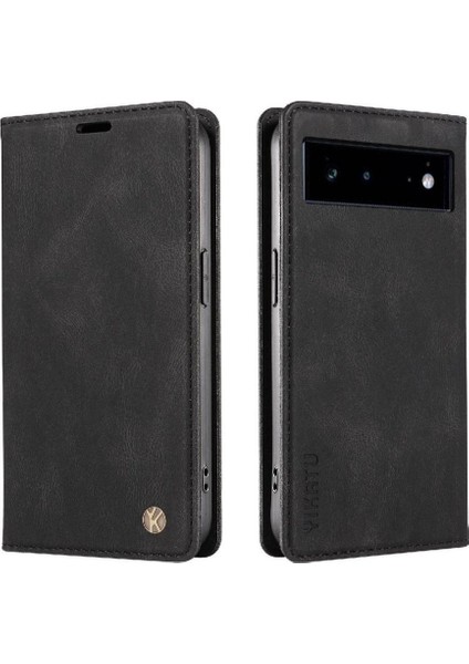 Google Pixel 6 Premium Pu Deri Basit Cüzdan Kılıf Kart Yuvaları Destek Ayağı Manyetik Kapatma Darbeye Dayanıklı Kapak (Yurt Dışından)