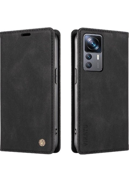 Xiaomi 12T Premium Pu Deri Basit Cüzdan Kılıf Kart Yuvaları Destek Ayağı Manyetik Kapatma Darbeye Dayanıklı Kapak (Yurt Dışından)