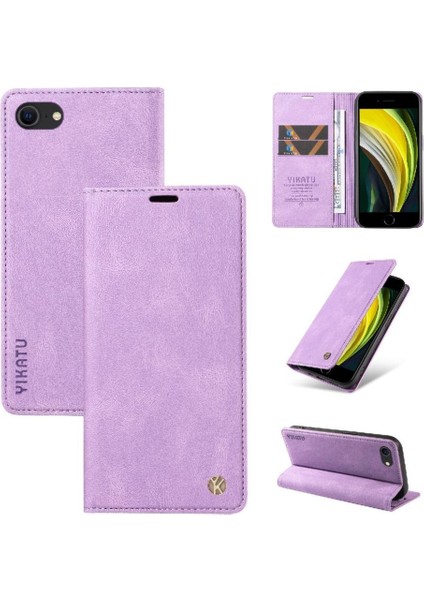 iPhone Se3/se2 Premium Pu Deri Basit Cüzdan Kılıf Kart Yuvaları Destek Ayağı Manyetik Kapatma Darbeye Dayanıklı Kapak (Yurt Dışından)