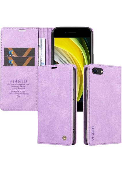 iPhone Se3/se2 Premium Pu Deri Basit Cüzdan Kılıf Kart Yuvaları Destek Ayağı Manyetik Kapatma Darbeye Dayanıklı Kapak (Yurt Dışından)
