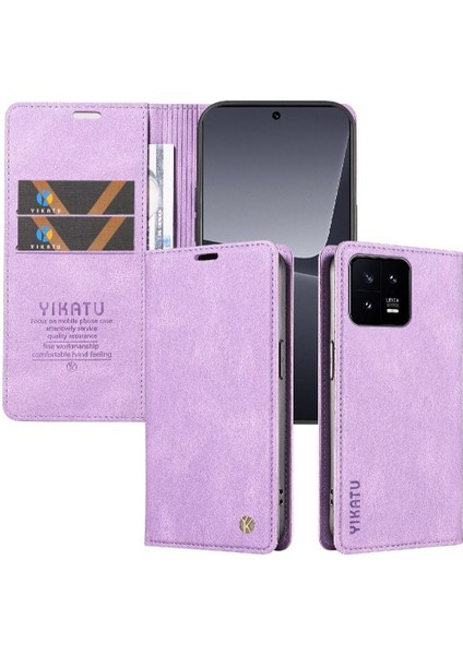 Xiaomi 13 Premium Pu Deri Basit Cüzdan Kılıf Kart Yuvaları Destek Ayağı Manyetik Kapatma Darbeye Dayanıklı Kapak (Yurt Dışından)