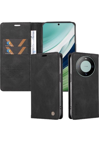 Huawei Mate 60 Premium Pu Deri Basit Cüzdan Kılıf Kart Yuvaları Destek Ayağı Manyetik Kapatma Darbeye Dayanıklı Kapak (Yurt Dışından)