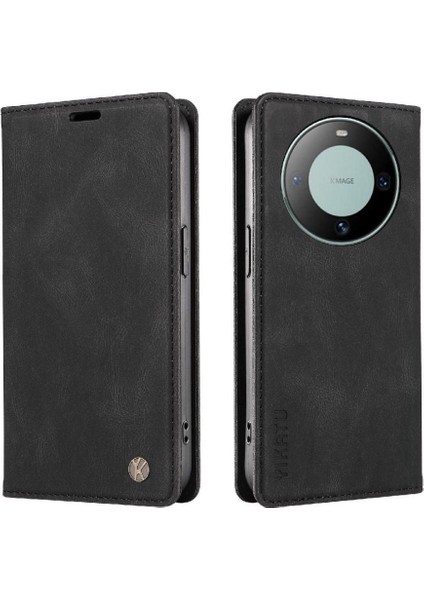 Huawei Mate 60 Premium Pu Deri Basit Cüzdan Kılıf Kart Yuvaları Destek Ayağı Manyetik Kapatma Darbeye Dayanıklı Kapak (Yurt Dışından)