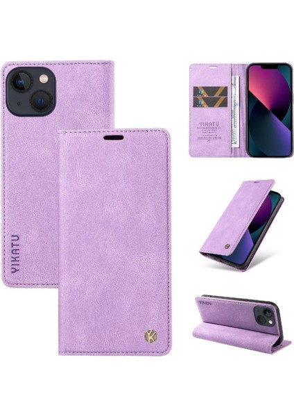 iPhone 13 Premium Pu Deri Basit Cüzdan Kılıf Kart Yuvaları Destek Ayağı Manyetik Kapatma Darbeye Dayanıklı Kapak (Yurt Dışından) indirimleri