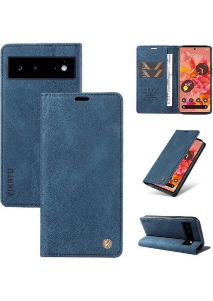 Google Pixel 6 Premium Pu Deri Basit Cüzdan Kılıf Kart Yuvaları Destek Ayağı Manyetik Kapatma Darbeye Dayanıklı Kapak (Yurt Dışından)