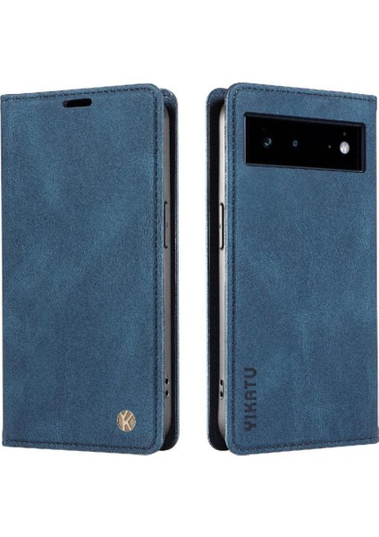 Google Pixel 6 Premium Pu Deri Basit Cüzdan Kılıf Kart Yuvaları Destek Ayağı Manyetik Kapatma Darbeye Dayanıklı Kapak (Yurt Dışından)