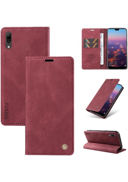 Huawei Y7 2019 Premium Pu Deri Basit Cüzdan Kılıf Kart Yuvaları Destek Ayağı Manyetik Kapatma Darbeye Dayanıklı Kapak (Yurt Dışından) fırsatları