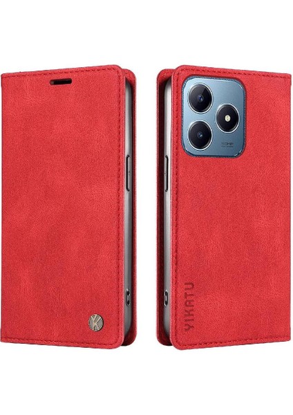 Realme C63 Premium Pu Deri Basit Cüzdan Kılıf Kart Yuvaları Destek Ayağı Manyetik Kapatma Darbeye Dayanıklı Kapak (Yurt Dışından) modelleri