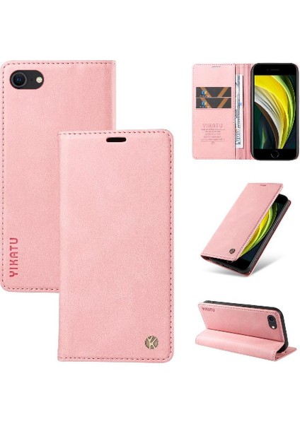 iPhone Se3/se2 Premium Pu Deri Basit Cüzdan Kılıf Kart Yuvaları Destek Ayağı Manyetik Kapatma Darbeye Dayanıklı Kapak (Yurt Dışından)