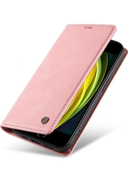 iPhone Se3/se2 Premium Pu Deri Basit Cüzdan Kılıf Kart Yuvaları Destek Ayağı Manyetik Kapatma Darbeye Dayanıklı Kapak (Yurt Dışından)