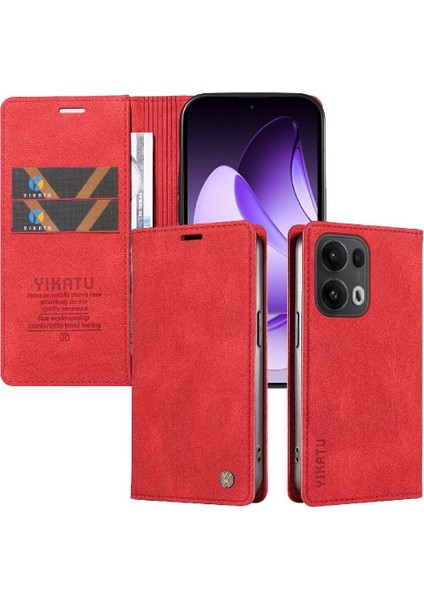 Oppo Reno 13 Pro 5g Premium Pu Deri Basit Cüzdan Kılıf Kart Yuvaları Destek Ayağı Manyetik Kapatma Darbeye Dayanıklı Kapak (Yurt Dışından)