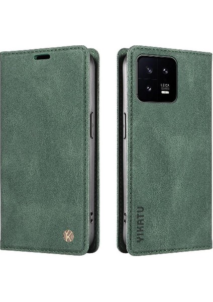 Xiaomi 13 Premium Pu Deri Basit Cüzdan Kılıf Kart Yuvaları Destek Ayağı Manyetik Kapatma Darbeye Dayanıklı Kapak (Yurt Dışından)