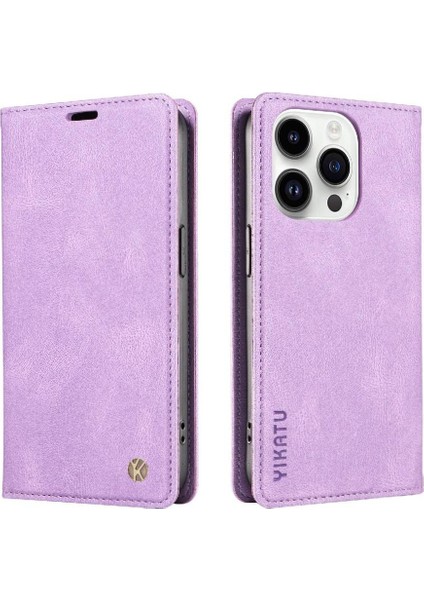 iPhone 15 Pro Max Premium Pu Deri Basit Cüzdan Kılıf Kart Yuvaları Destek Ayağı Manyetik Kapatma Darbeye Dayanıklı Kapak (Yurt Dışından)