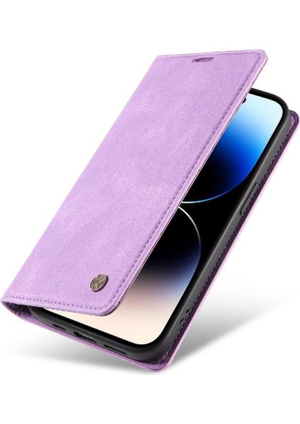 iPhone 15 Pro Max Premium Pu Deri Basit Cüzdan Kılıf Kart Yuvaları Destek Ayağı Manyetik Kapatma Darbeye Dayanıklı Kapak (Yurt Dışından)