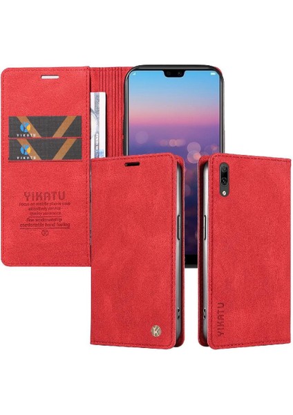 Huawei Y7 2019 Premium Pu Deri Basit Cüzdan Kılıf Kart Yuvaları Destek Ayağı Manyetik Kapatma Darbeye Dayanıklı Kapak (Yurt Dışından) indirimleri