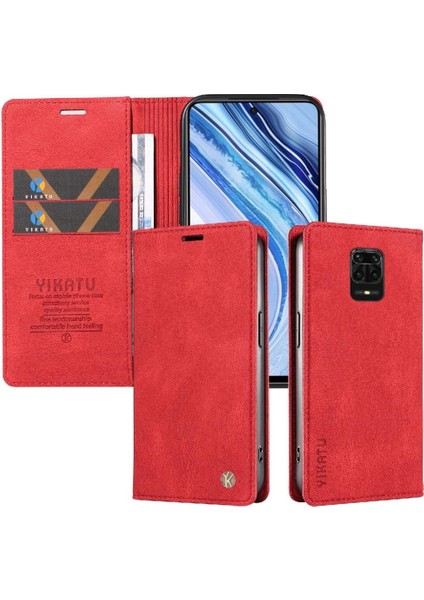 Xiaomi Redmi Note 9 Pro 4g Premium Pu Deri Basit Cüzdan Kılıf Kart Yuvaları Destek Ayağı Manyetik Kapatma Darbeye Dayanıklı Kapak (Yurt Dışından)