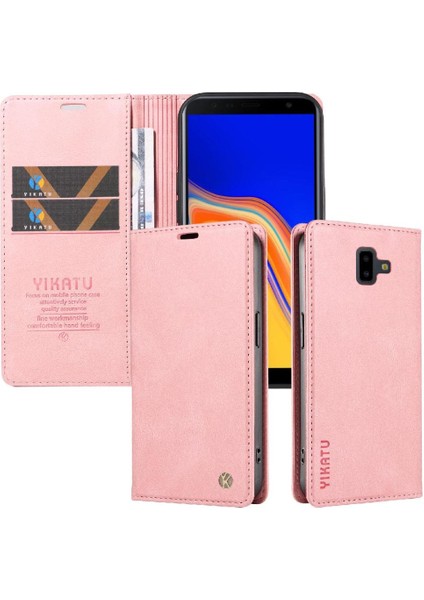 Samsung Galaxy J6 Prime Premium Pu Deri Basit Cüzdan Kılıf Kart Yuvaları Destek Ayağı Manyetik Kapatma Darbeye Dayanıklı Kapak (Yurt Dışından)